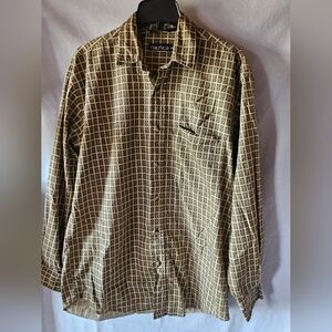 Nautica med brown and cream button-up shirt